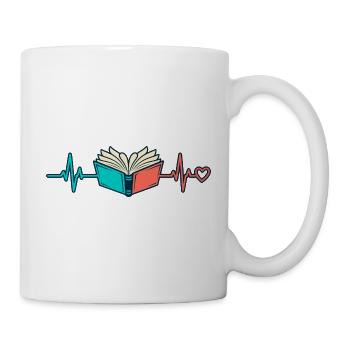 Lesen Herzschlag – Offenes Buch mit Herz - Tasse - Weiß - Rechts