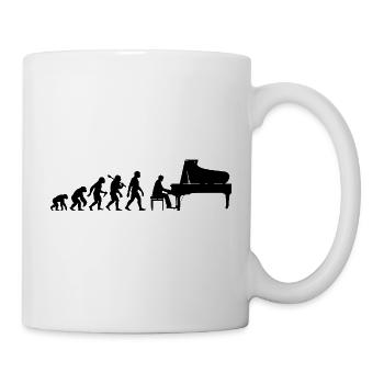 Retro Klavierspieler Evolution Pianist mit Piano - Tasse - Weiß - Rechts