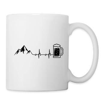 Berge Bier EKG Herzschlag Outdoor Lustiges Motiv - Tasse - Weiß - Rechts