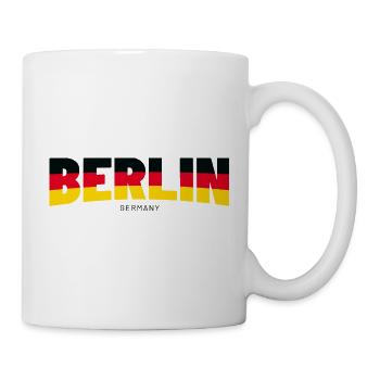 Berlin Schriftzug in Flaggenfarben - Tasse - Weiß - Rechts
