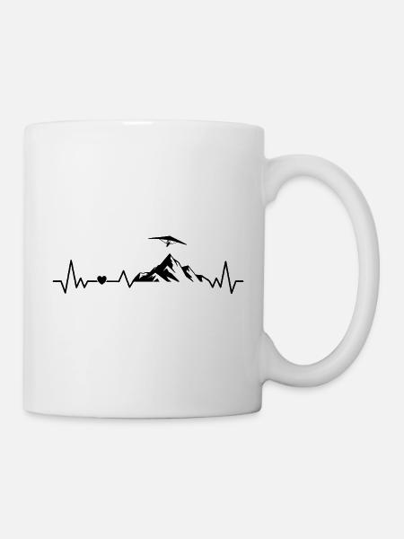 Drachenfliegen Herzschlag Drachenflieger Mit Berg - Tasse - Weiß