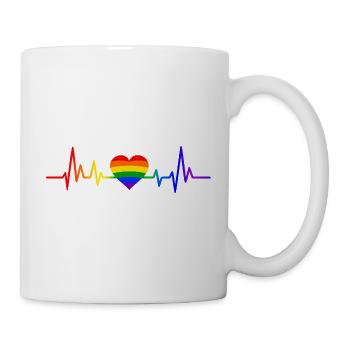 LGBTQ Herz Herzfrequenz Puls EKG Herzlinie - Tasse - Weiß - Rechts