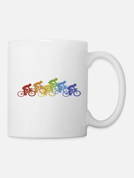 Fahrrad Radfahrer Regenbogen - Tasse - Weiß