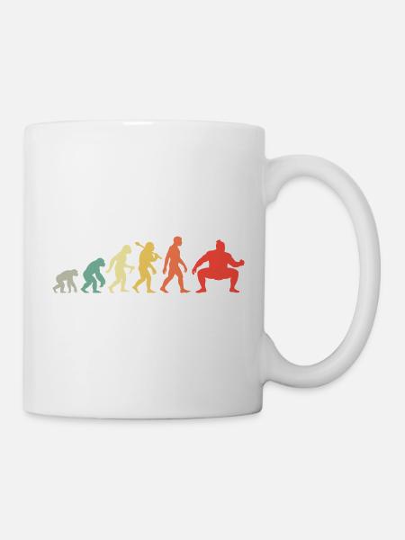 Sumo-Ringer Evolution Fan Japanische Kampfkunst - Tasse - Weiß