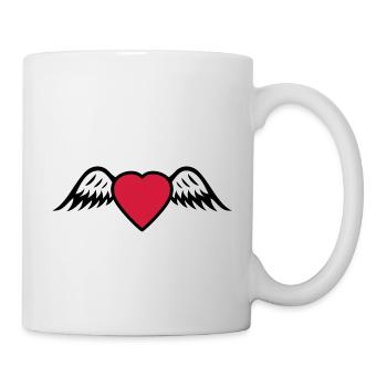 Herz Flügel - Tasse - Weiß - Rechts