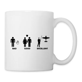 bad good excellent modellfliegen - Tasse - Weiß - Rechts