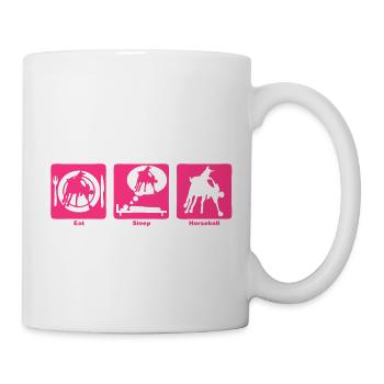 Horseball essen schlafen Spiel - Tasse - Weiß - Rechts