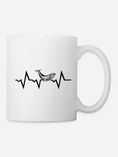 Wal Meerestier EKG Puls Herzschlag - Tasse - Weiß