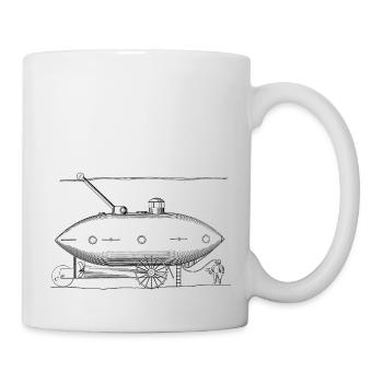 Vintage Uboot mit Taucher Old School Retro Design - Tasse - Weiß - Rechts