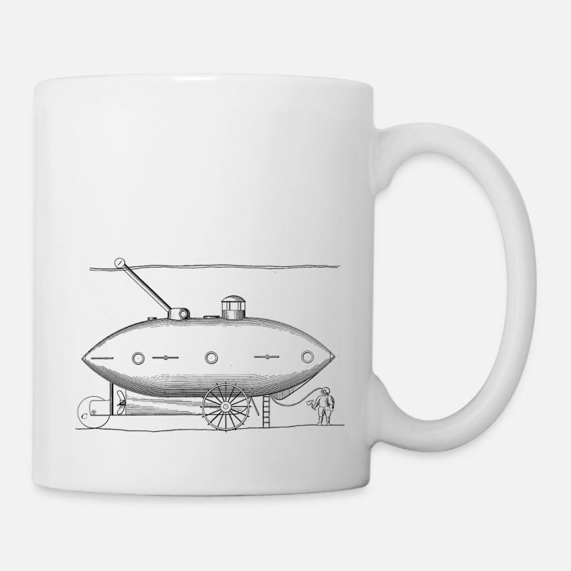 Uboot vintage avec plongeur Old School Retro Design - Mug blanc - blanc