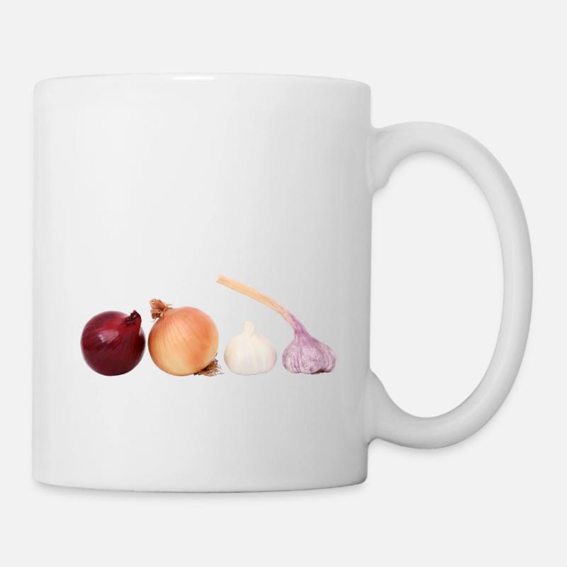 Zwiebeln Knoblauch Geschenk Idee - Tasse - Weiß