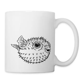 Kugelfisch - Tasse - Weiß - Rechts