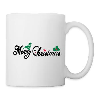 merry_christms_text_tree_holy_leaves - Tasse - Weiß - Rechts