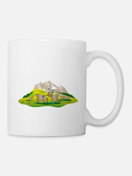 Mountain goats on the alpine meadow - Mug - white