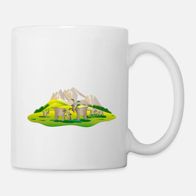 Mountain goats on the alpine meadow - Mug - white