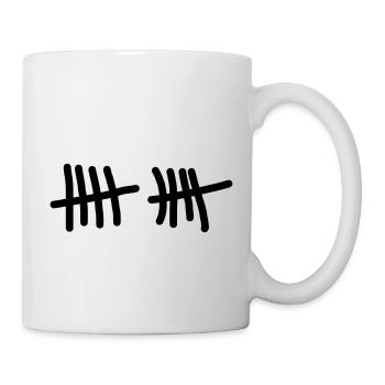 Zehn Striche - Vielseitig mit einem extra Text - Tasse - Weiß - Rechts