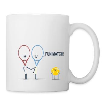Funny tennis picture cartoon bat ball saying - Mug - white - Right
