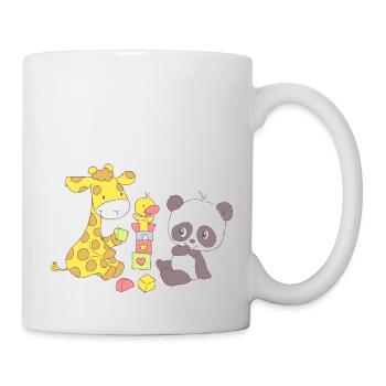 Giraffe and Panda playing with Blocks - Mug blanc - blanc - Droite