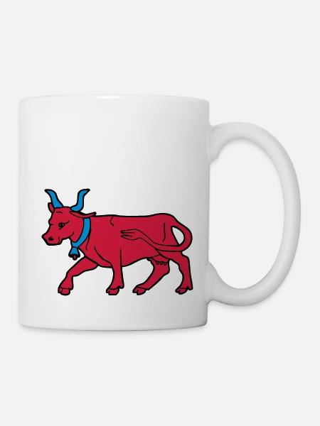 dessin vache rouge vecteur boucher éleveur Béarn - Mug blanc - blanc