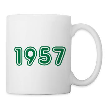College Zahlen, Jahreszahlen, Jahrgang, 1957 - Tasse - Weiß - Rechts