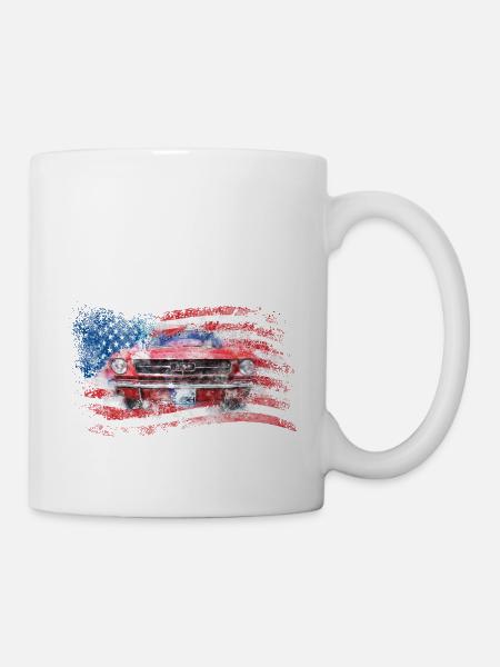 Old Vintage Car America Drapeau USA - Mug blanc - blanc