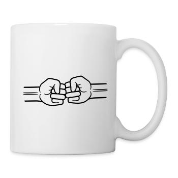 2 Bro Fist clenched fists friends team greeting - Mug - white - Right