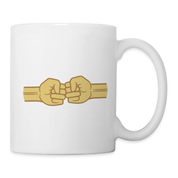 2 Bro Fist clenched fists friends team greeting - Mug - white - Right