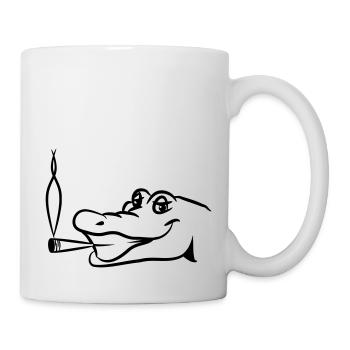 Crocodile funny naughty joint kiffen head - Mug - white - Right