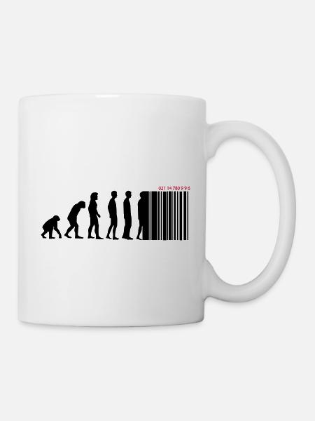DARWIN - EVOLUTION SOCIETE - CODE BARRE - Mug blanc - blanc