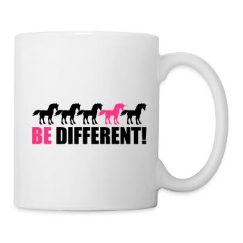 reihe be different unicorn pferde muster design ei - Tasse - Weiß - Rechts