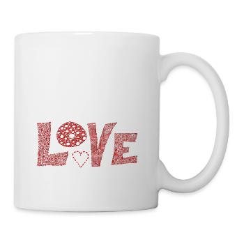 LOVE mit Herz - rot - Tasse - Weiß - Rechts