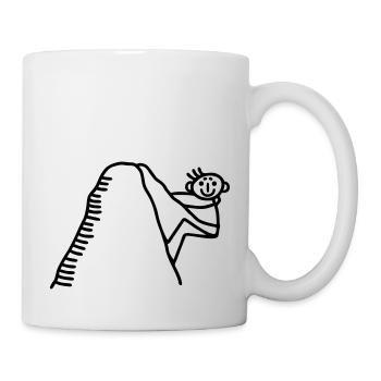 Strichmännchen klettert Berg hoch - Tasse - Weiß - Rechts