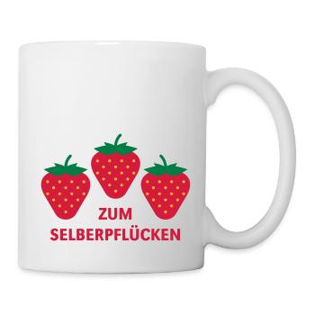 Erdbeeren Zum Selberpflücken - Tasse - Weiß - Rechts
