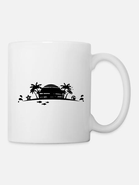 Sommer - Palmen Strand - Tasse - Weiß