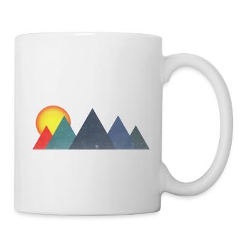 Berge Sonnenuntergang Retro Vintage Geschenk - Tasse - Weiß - Rechts