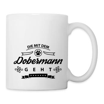 dobermann mit dem geht - Tasse - Weiß - Rechts