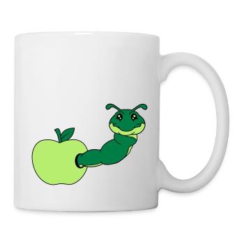apfel essen loch lecker hunger schnecke kriechen r - Tasse - Weiß - Rechts