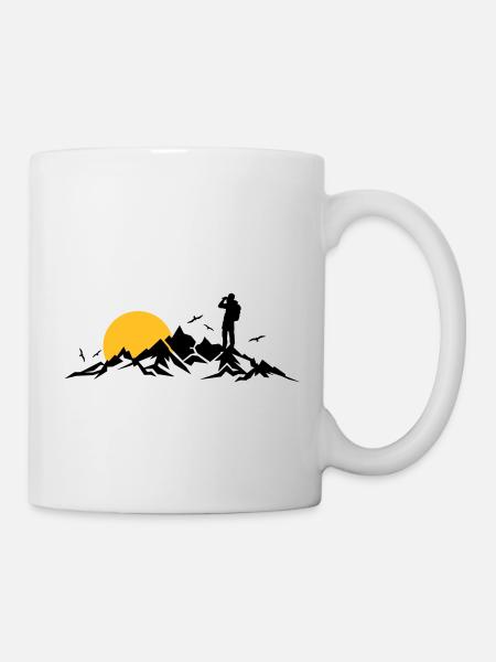 Natur - Berge Wanderer - Tasse - Weiß