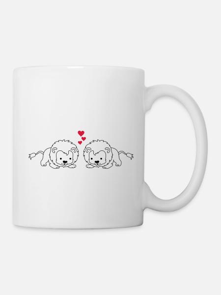 verliebte_baby_loewen_001 - Tasse - Weiß