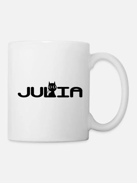 Julia with a black cat - Mug - white