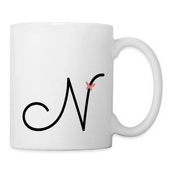 Buchstabe N Anfangsbuchstabe Schmetterling - Tasse - Weiß - Rechts