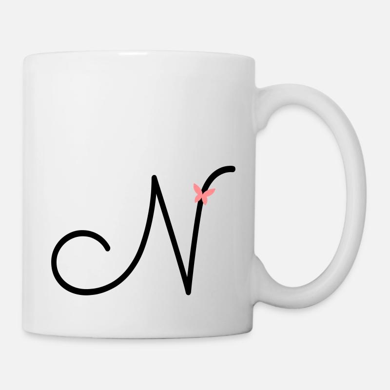 Buchstabe N Anfangsbuchstabe Schmetterling - Tasse - Weiß