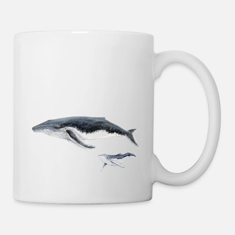 Baleine à bosse avec bébé baleine megaptera - Mug blanc - blanc