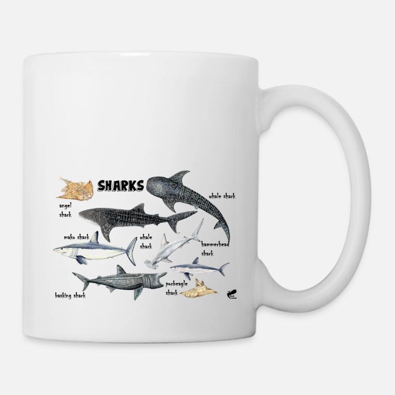 Haie der Welt: Wal, Heringsfisch, Kaiserfisch - Tasse - Weiß