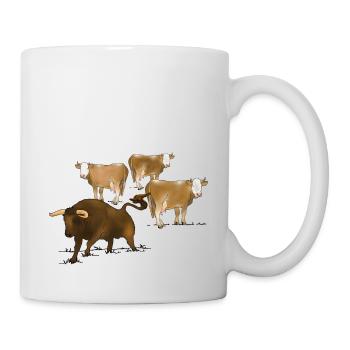 Taureau, vaches - Mug blanc - blanc - Droite