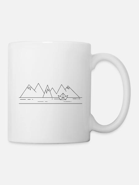 Paper ship with mountains - Mug - white