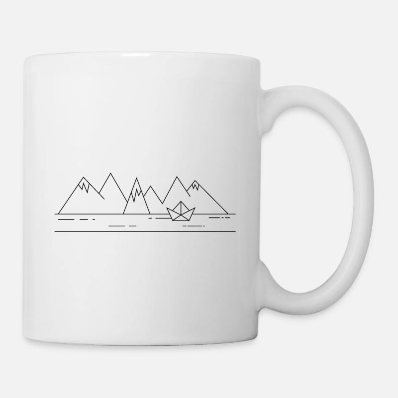Paper ship with mountains - Mug - white