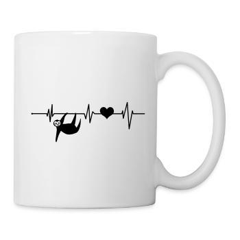 Heartbeat sloth EKG chiller chill lazy funny - Mug - white - Right