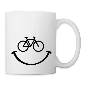 Slogan bicycle with happy face. Happy smile face. - Mug - white - Right