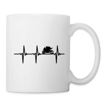 Herzschlag Motorrad Linie - Tasse - Weiß - Rechts